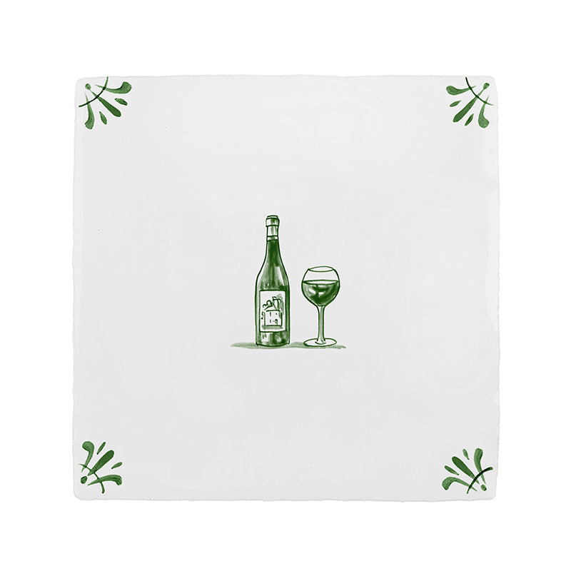 Red Wine Lovers Delft Tile