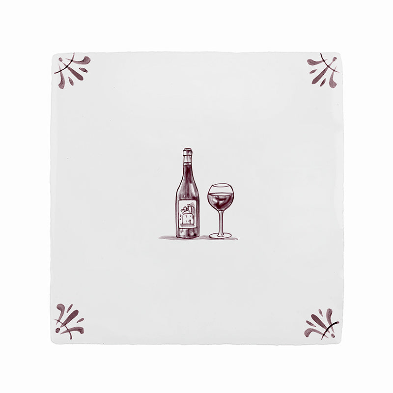Red Wine Lovers Delft Tile