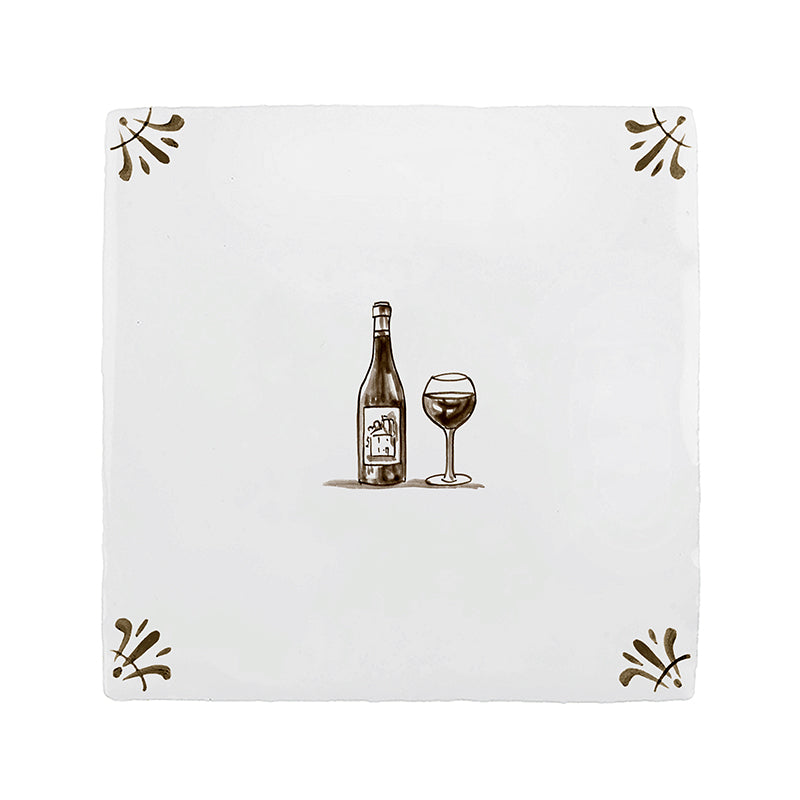 Red Wine Lovers Delft Tile