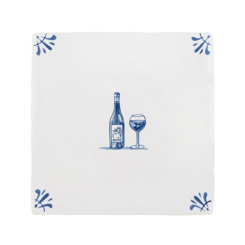 Red Wine Lovers Delft Tile