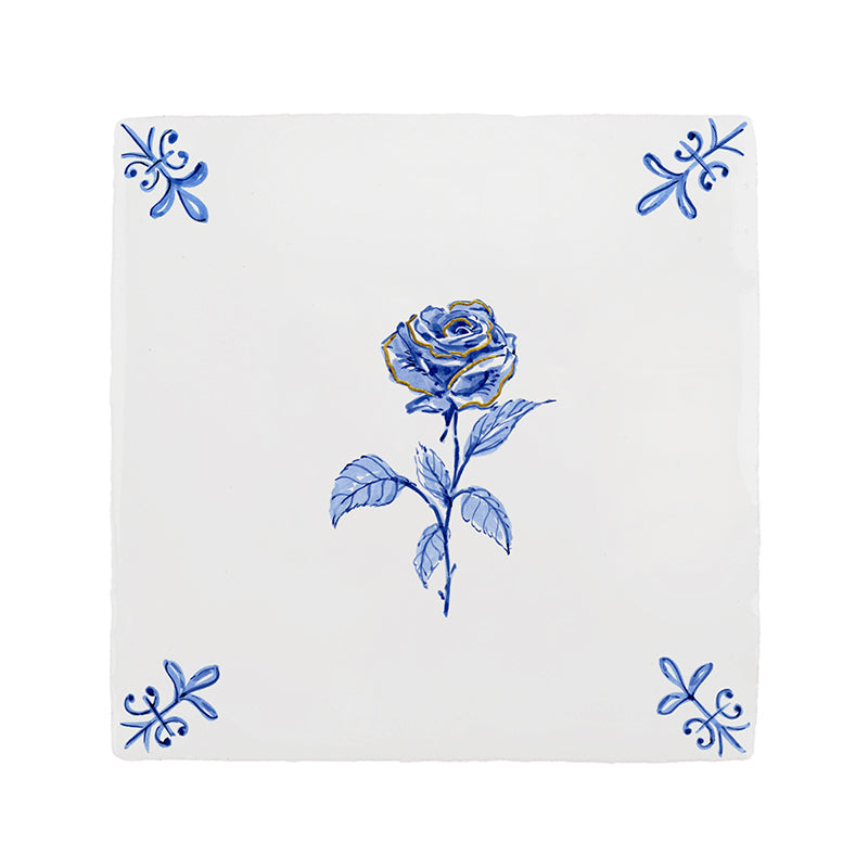 Rose Delft Tile, Gold Lustre