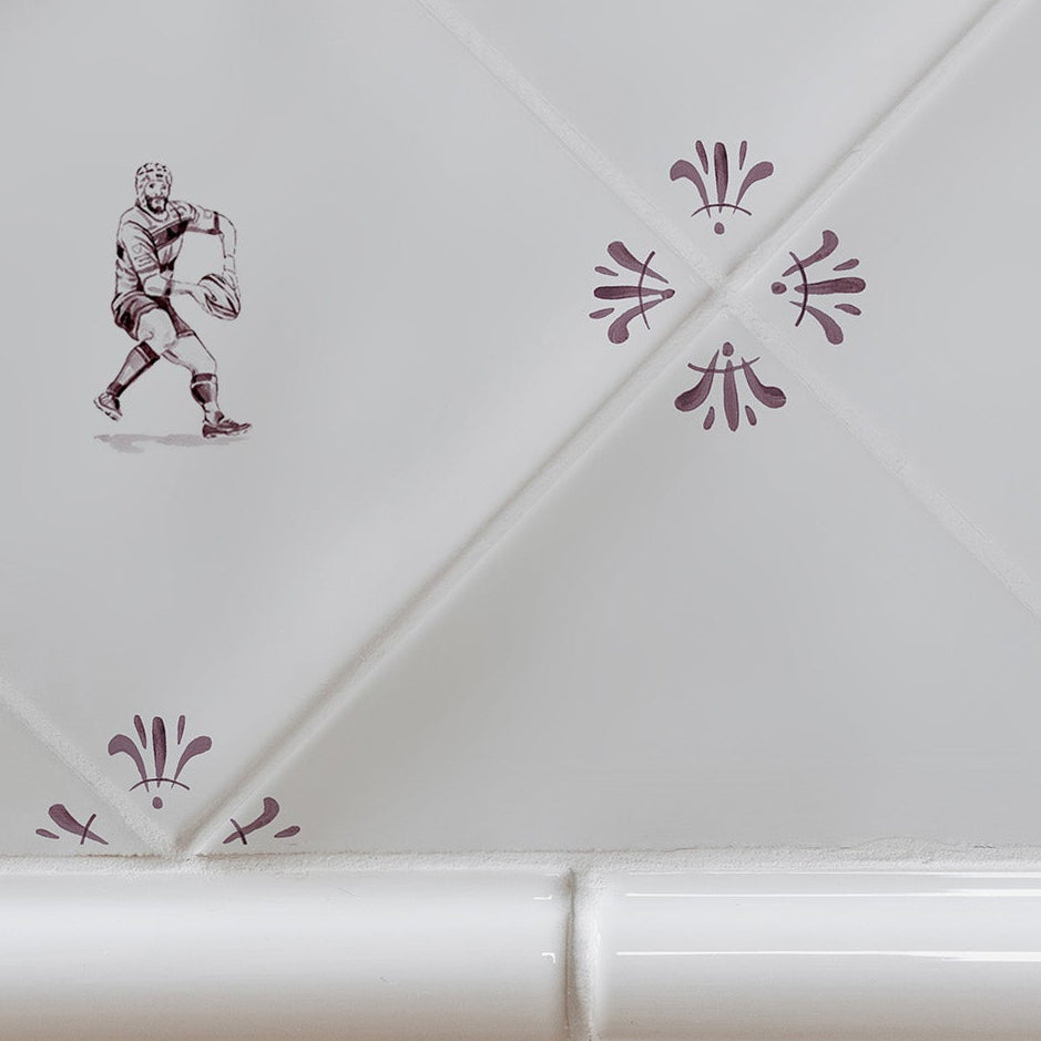 Rugby Player Delft Tile