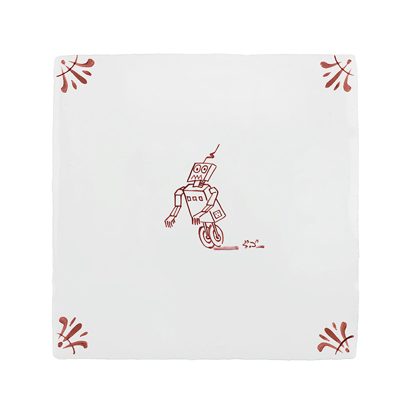 Runaway Robot Delft Tile