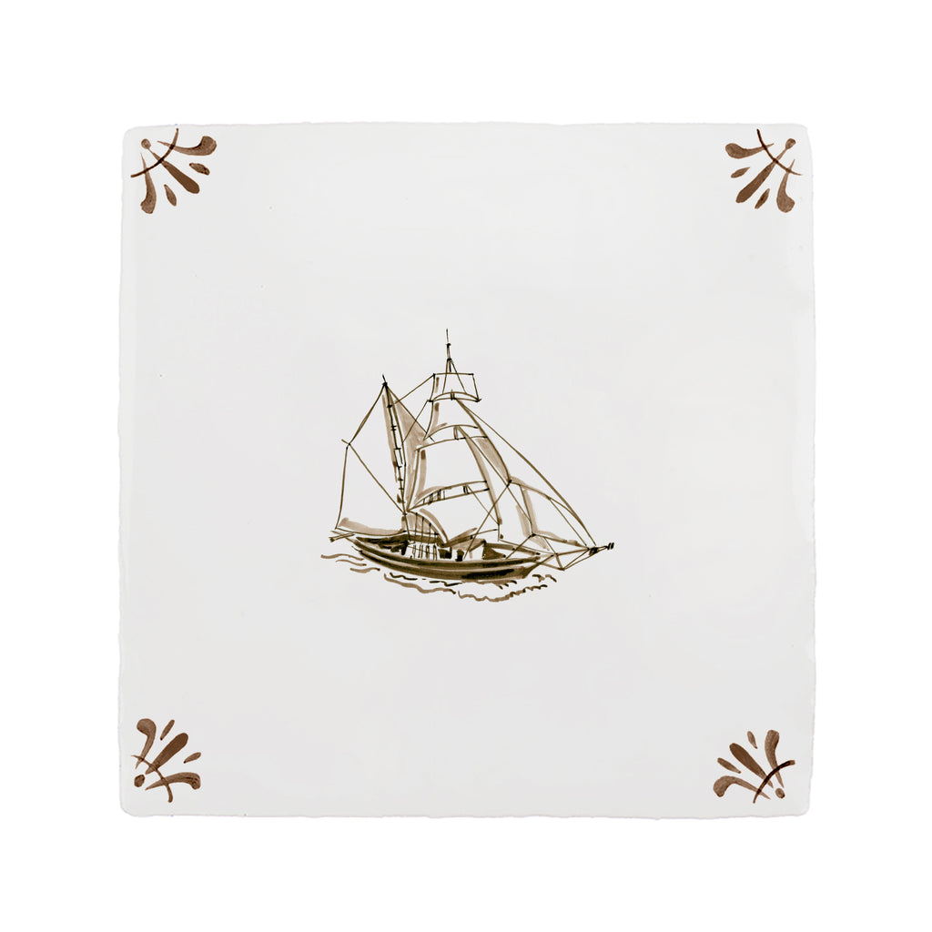 Sailing Ship Delft Tile