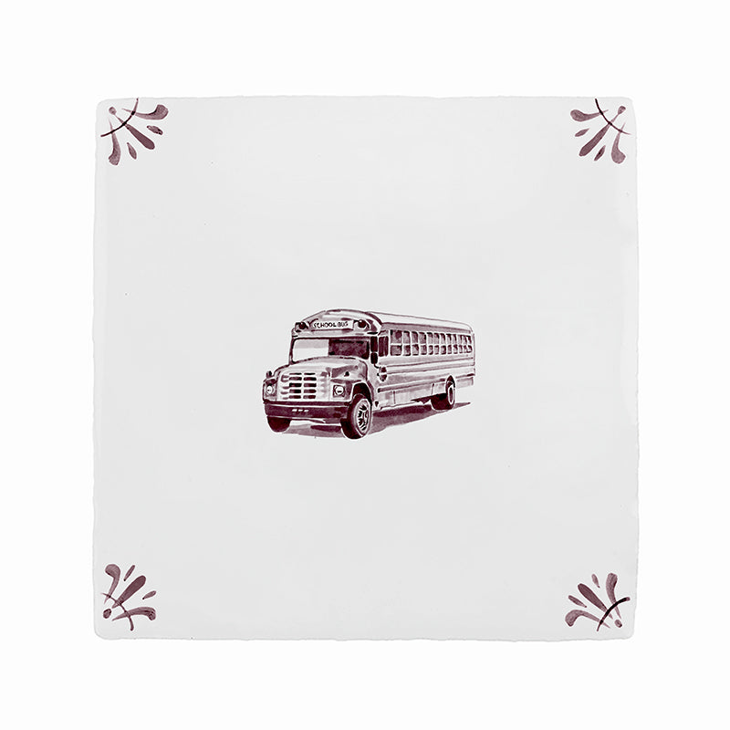 School Bus Delft Tile