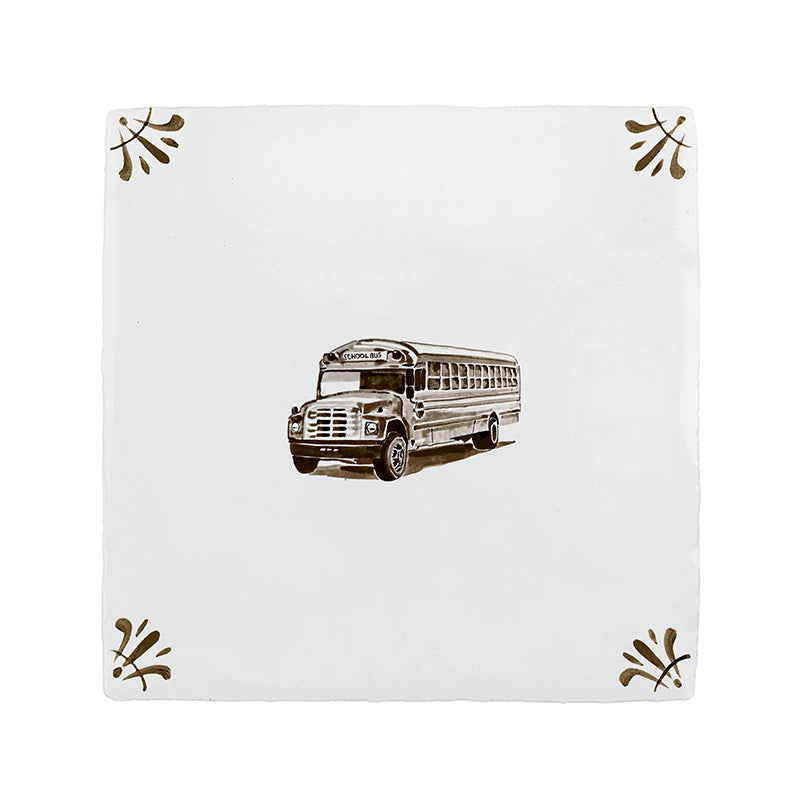 School Bus Delft Tile