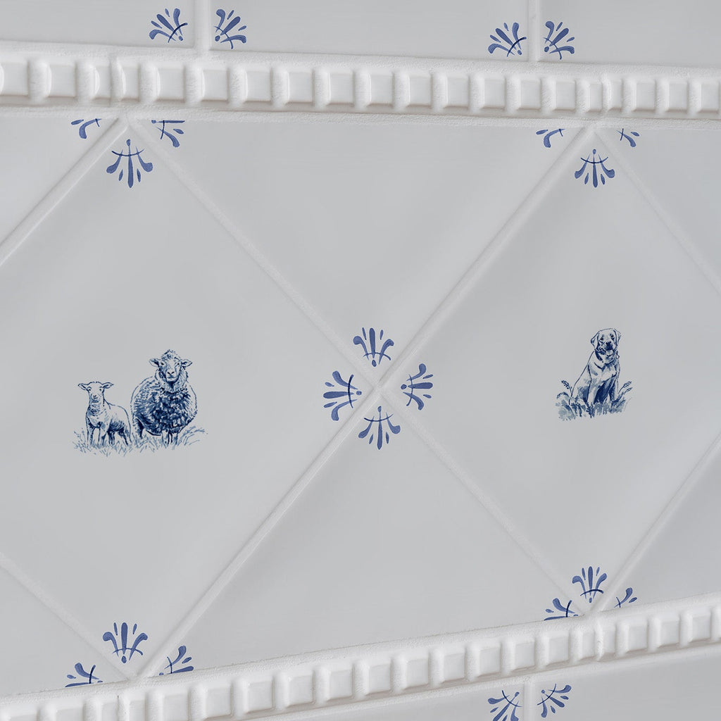 Sheep and Lamb Delft Tile