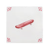 White tile with a red skateboard illustration on a white background