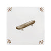 Skateboard design on a white tile background with decorative elements
