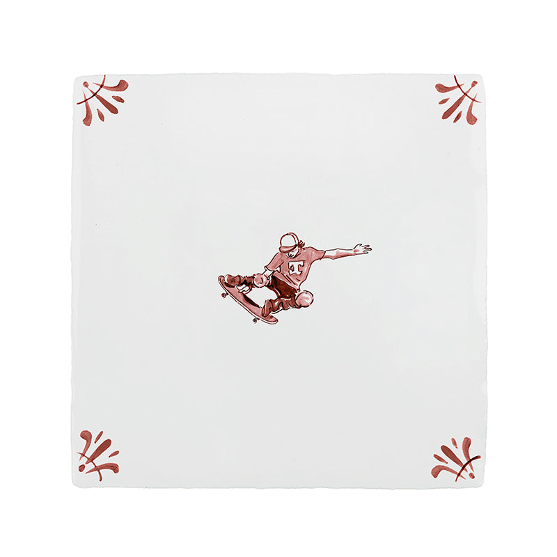 Skateboarder Delft Tile