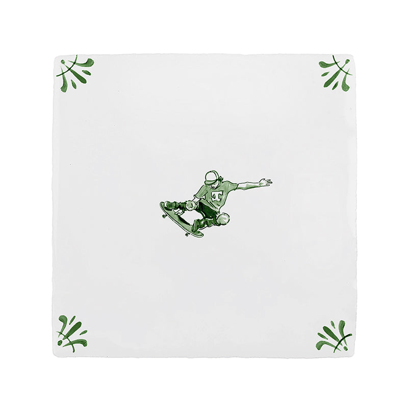 Skateboarder Delft Tile