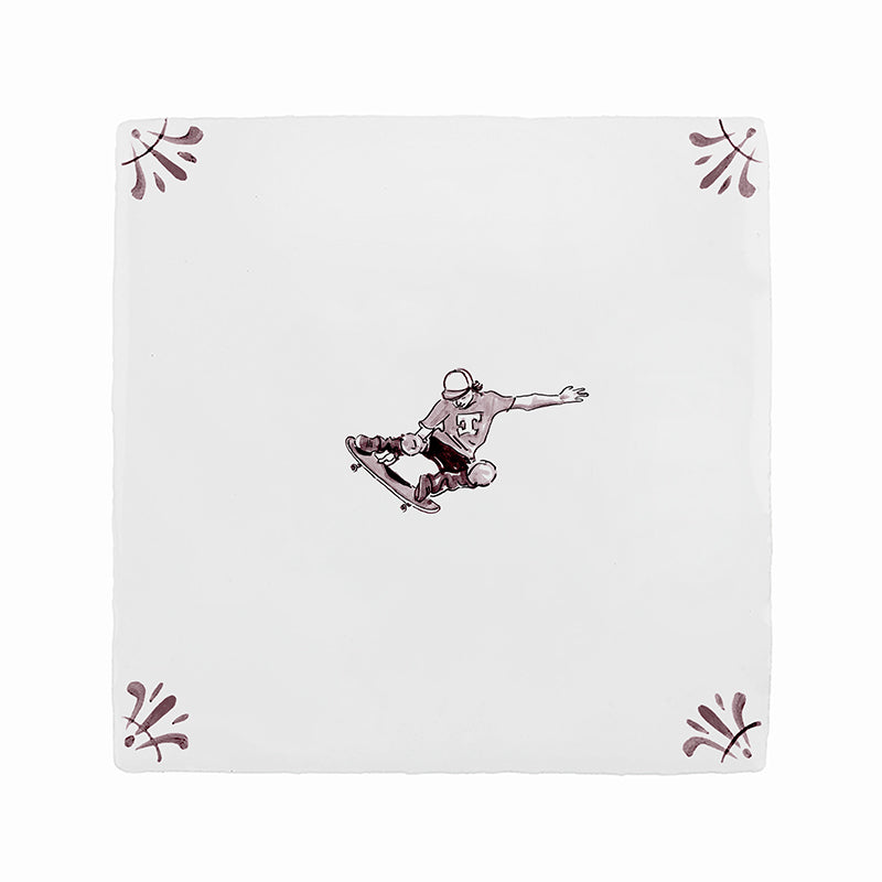 Skateboarder Delft Tile