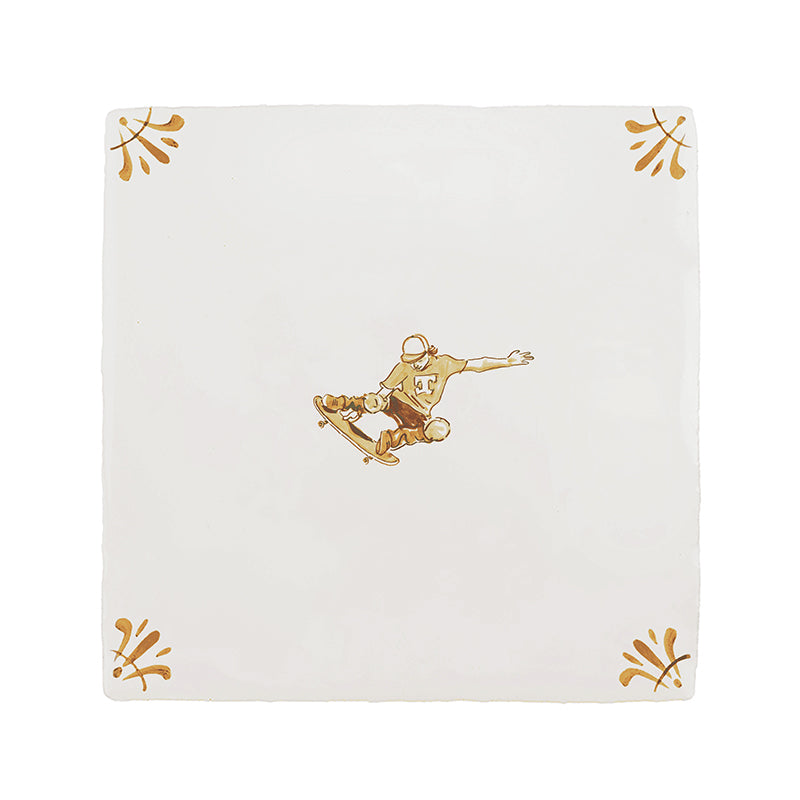 Skateboarder Delft Tile