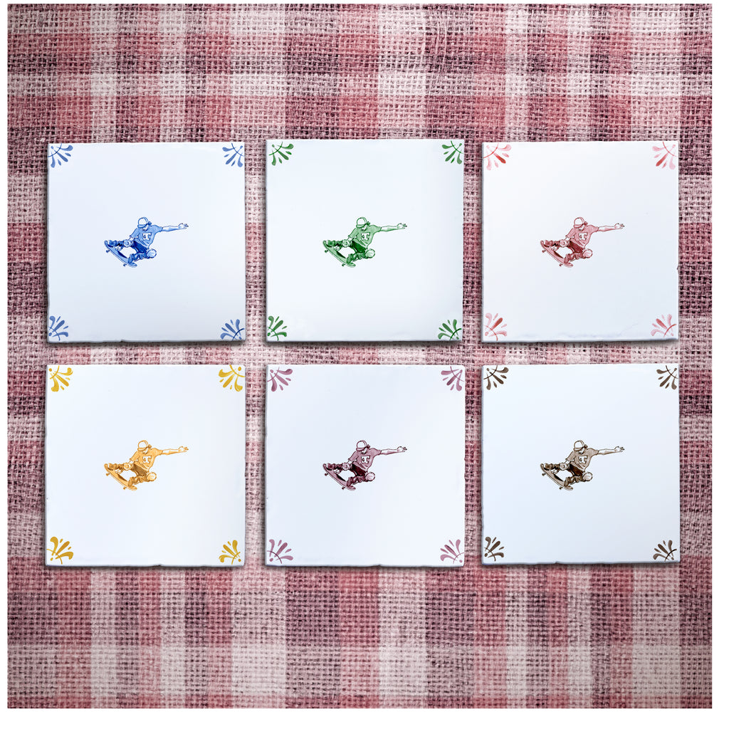 Skateboarder Delft Tile
