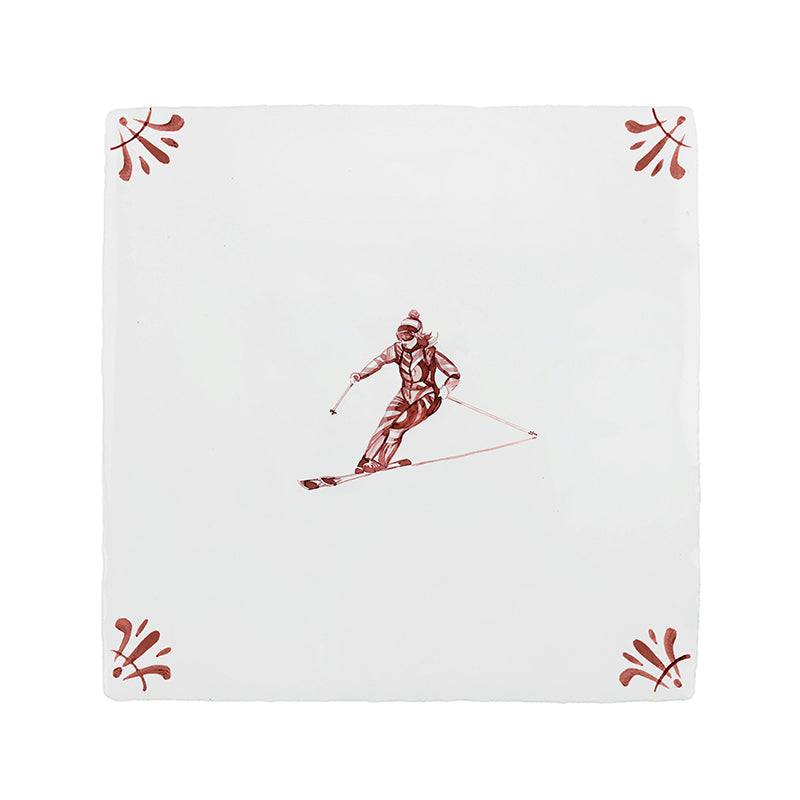 Skier Delft Tile
