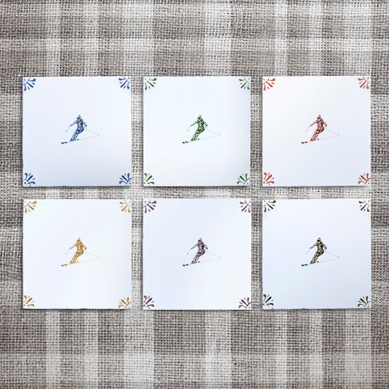 Skier Delft Tile