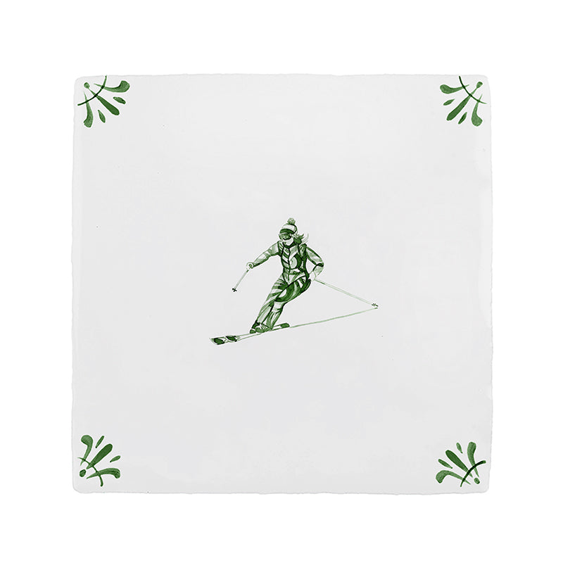 Skier Delft Tile