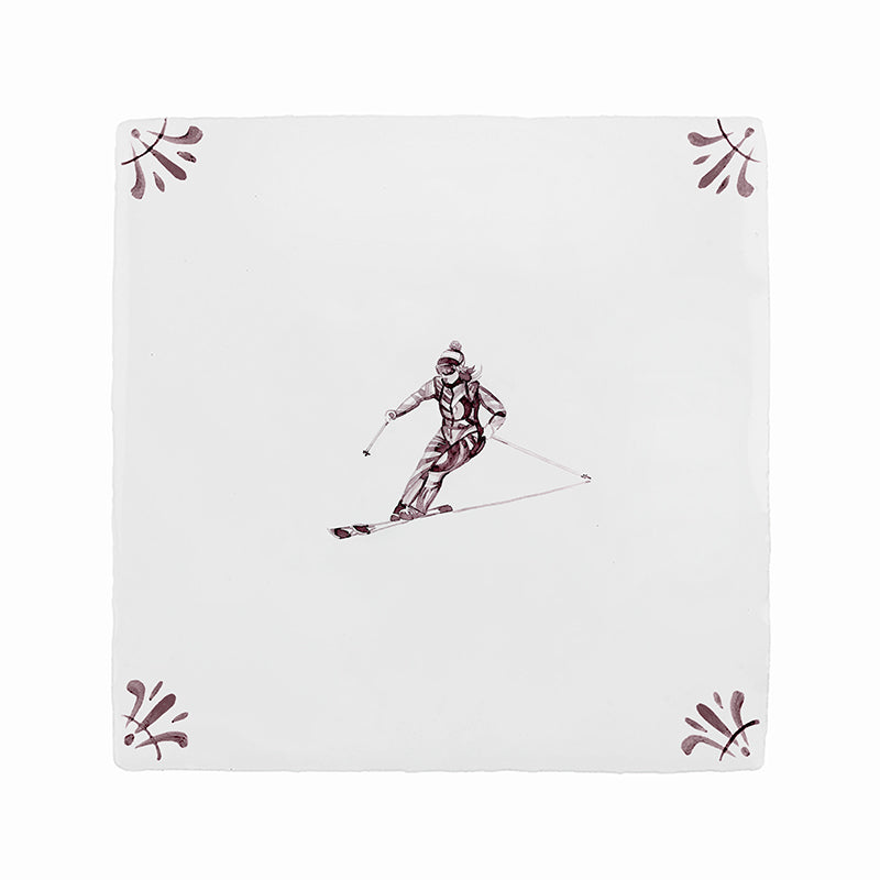 Skier Delft Tile