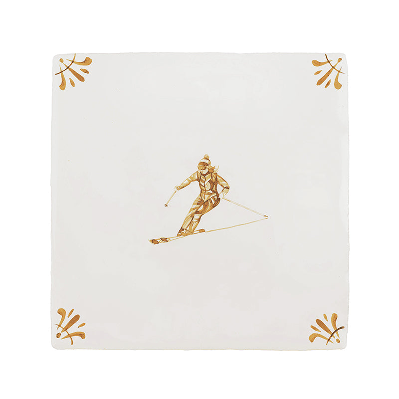 Skier Delft Tile