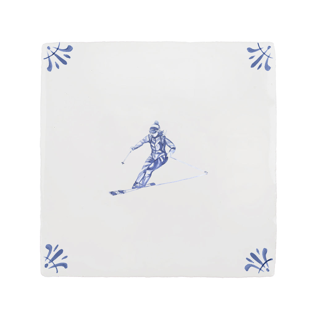 Skier Delft Tile
