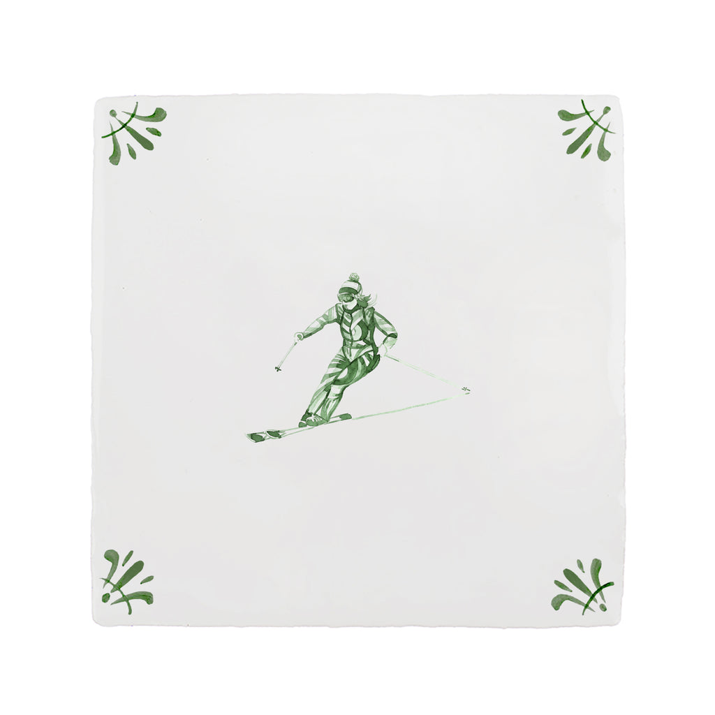 Skier Delft Tile