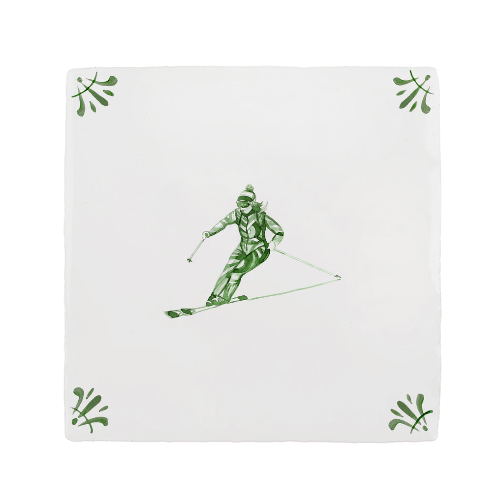 Skier Delft Tile