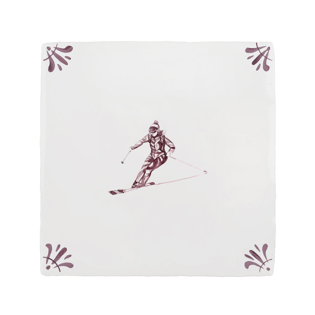 Skier Delft Tile