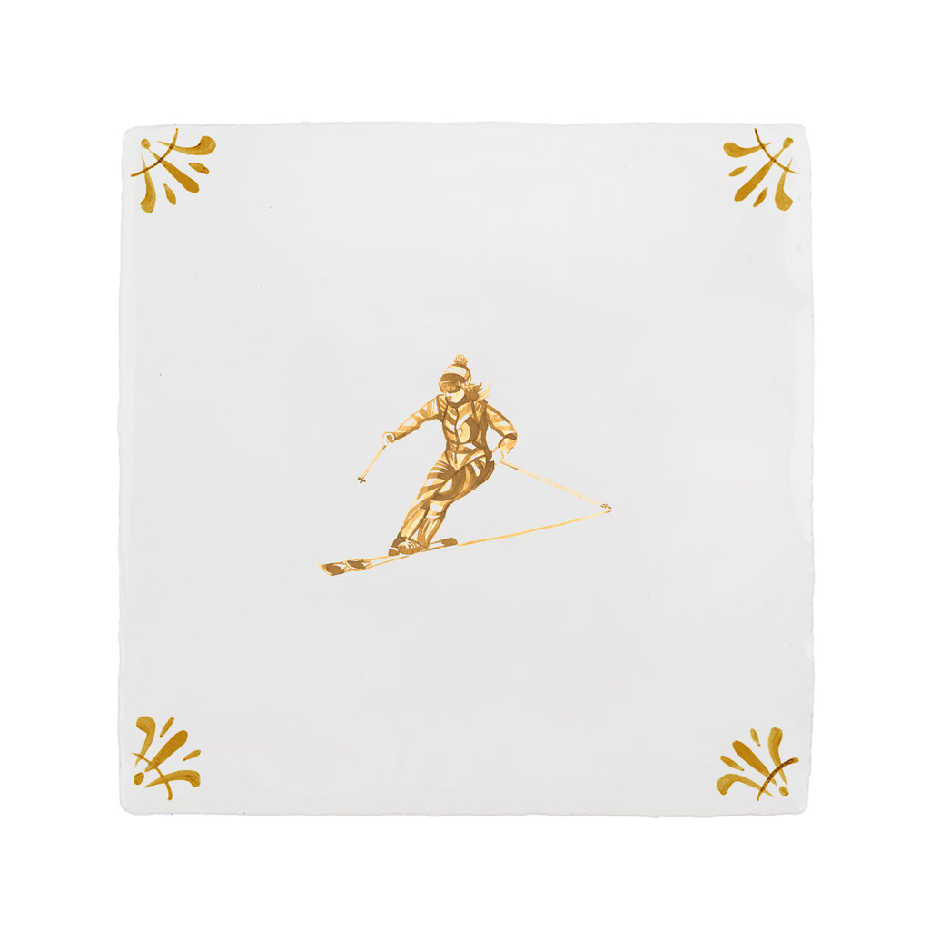 Skier Delft Tile