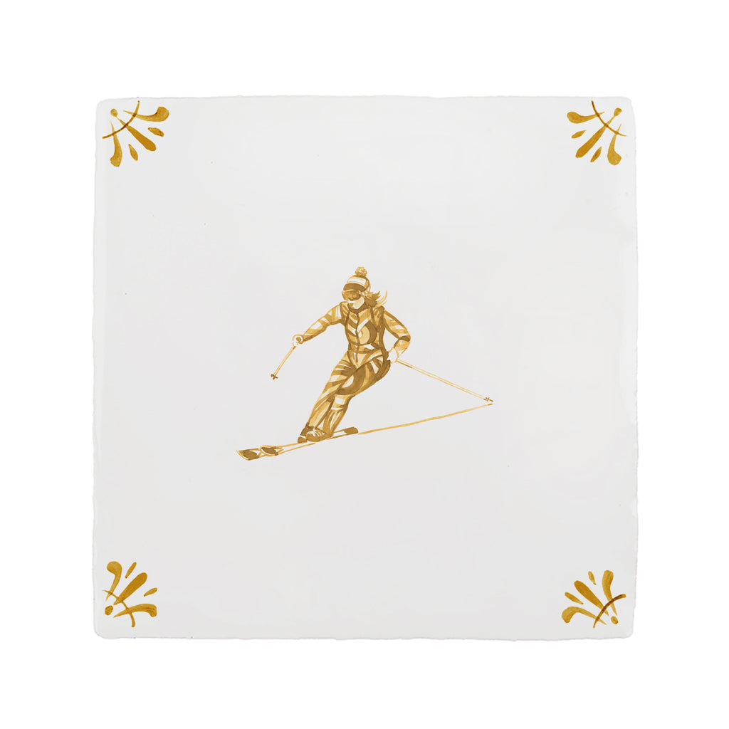 Skier Delft Tile