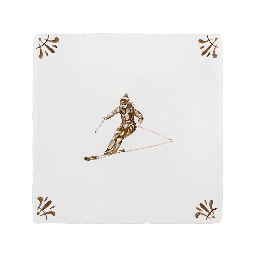 Skier Delft Tile