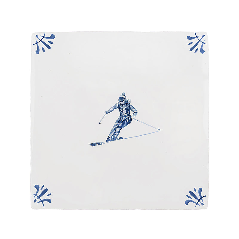 Skier Delft Tile