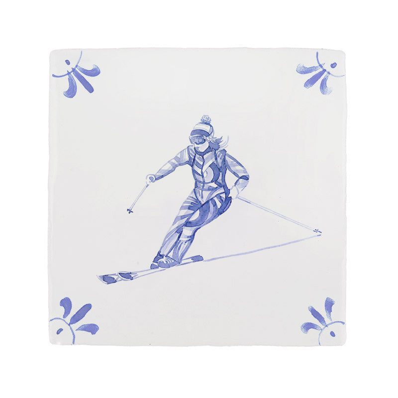 Skier Delft Tile