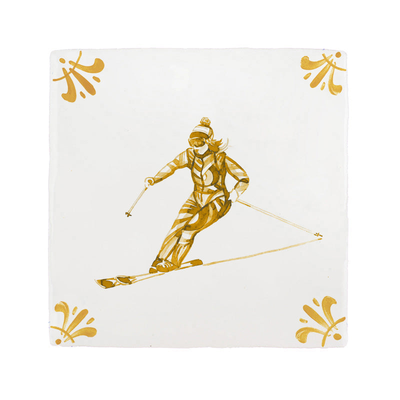 Skier Delft Tile