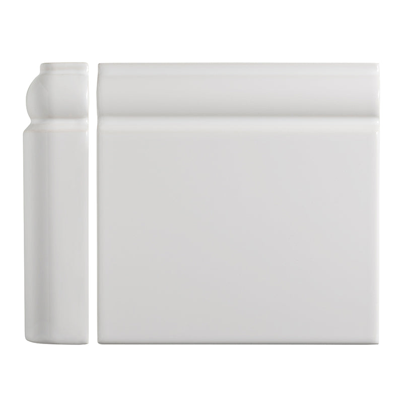 Decorative white skirting tiles on a white background