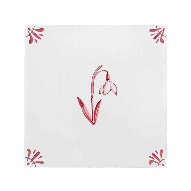 Snowdrop Delft Tile, 15cm Sample