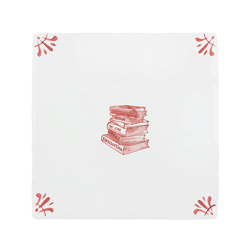 Stacked Books Delft Tile