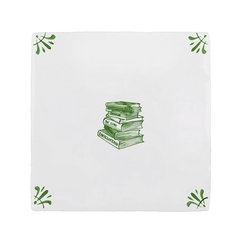 Stacked Books Delft Tile