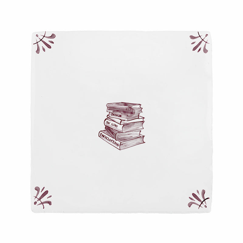 Stacked Books Delft Tile