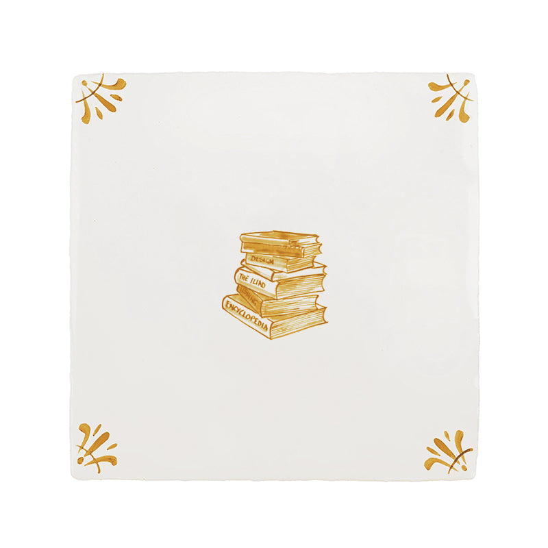 Stacked Books Delft Tile