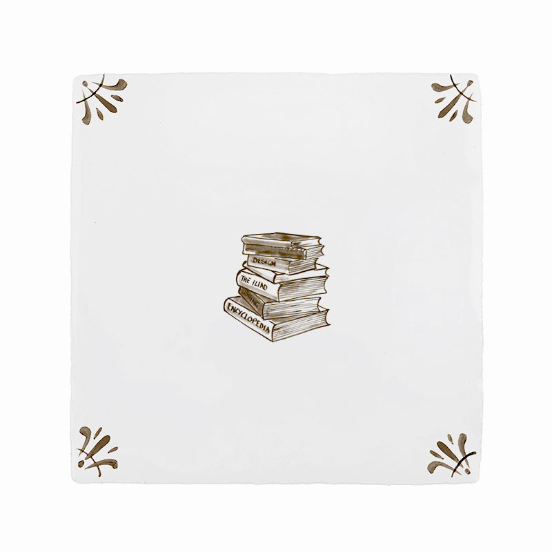 Stacked Books Delft Tile