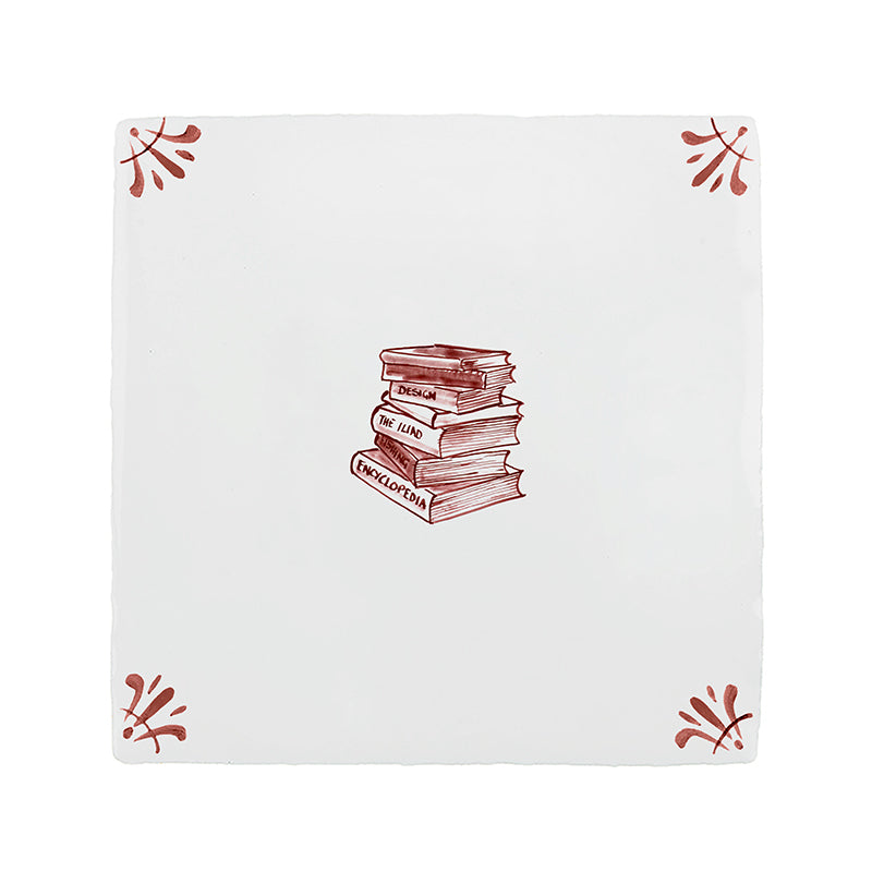 Stacked Books Delft Tile
