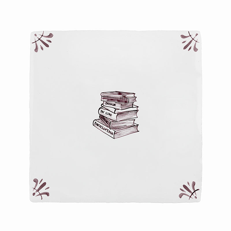 Stacked Books Delft Tile