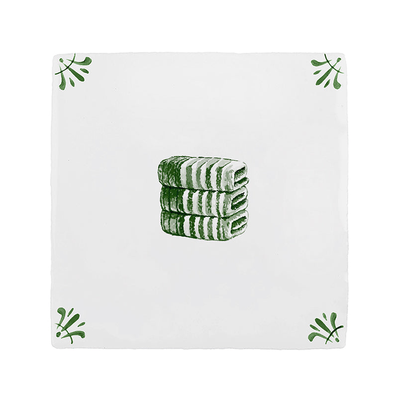 Stacked Towels Delft Tile