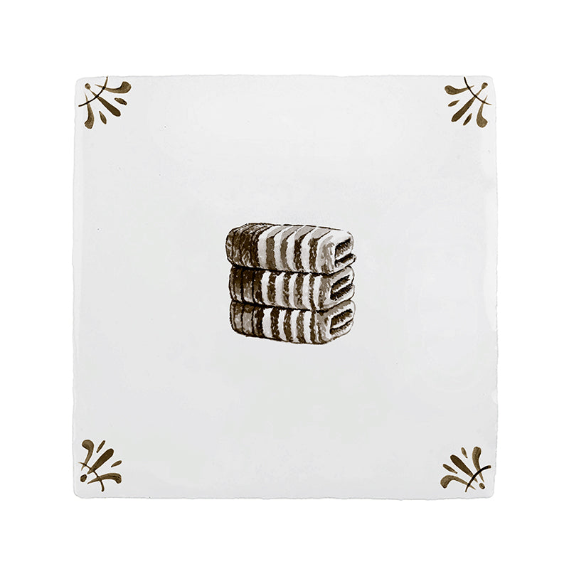 Stacked Towels Delft Tile