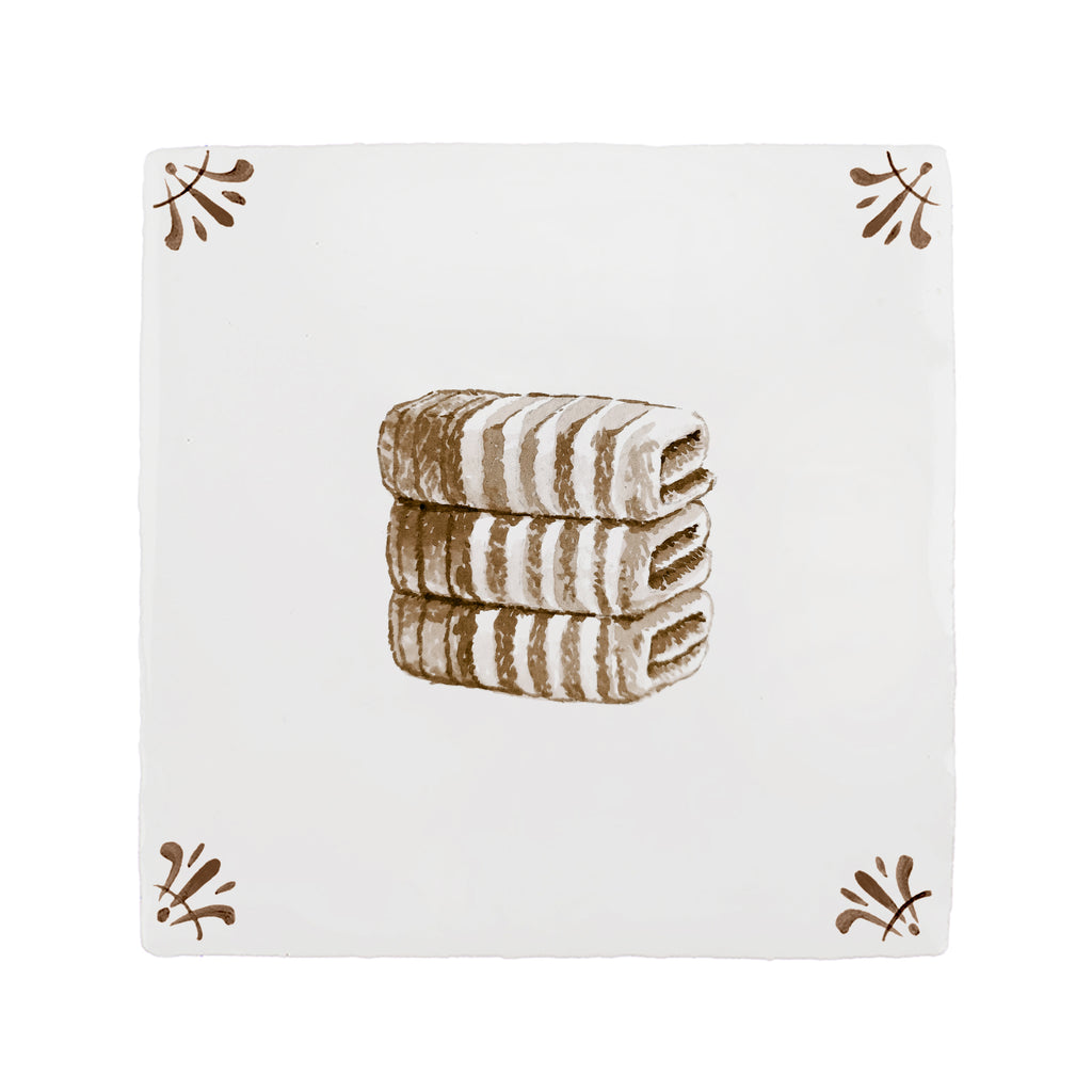 Stacked Towels Delft Tile