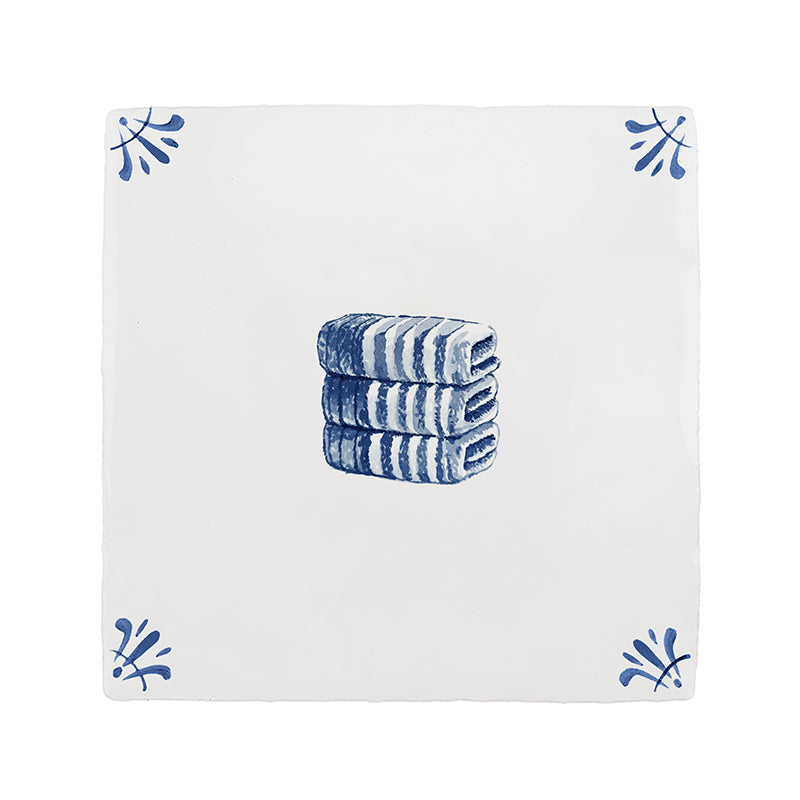 Stacked Towels Delft Tile