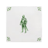 White tile with green suit of armour illustration on a white background