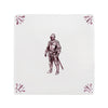 White tile with a knight in armor illustration on a white background