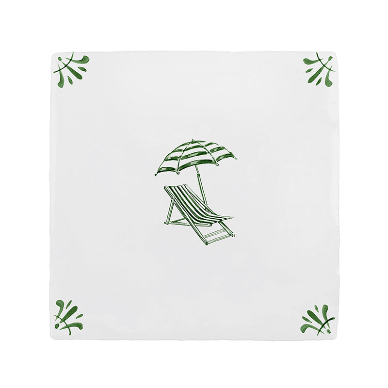 Sun Lounger and Parasol Delft Tile