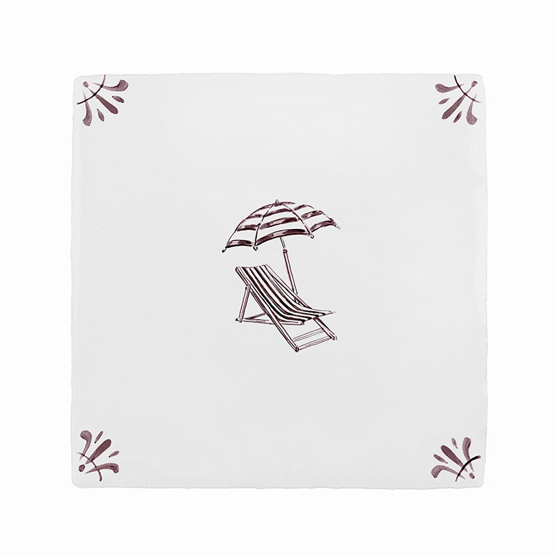 Sun Lounger and Parasol Delft Tile